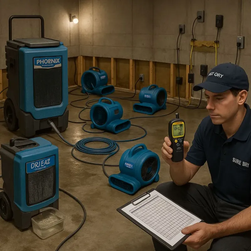 Structural Drying and Dehumidification process in Dare County, NC